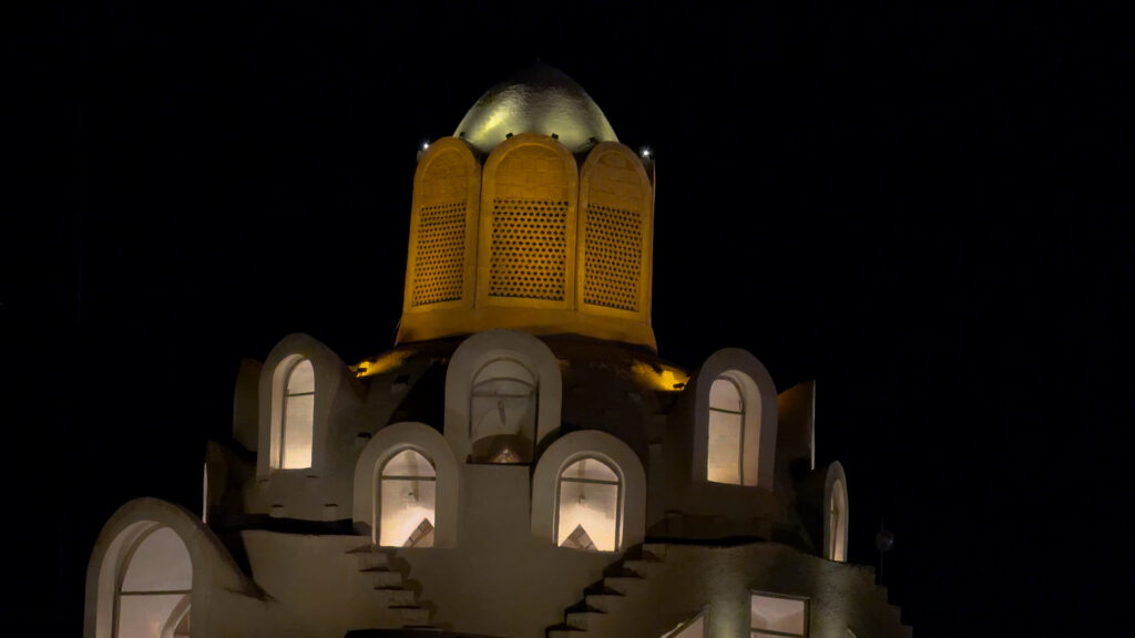 Borujerdiha historical house warm golden glow illuminated night view Kashan Iran fine art architectural photography by Hadi Baradaran ArtQuestor