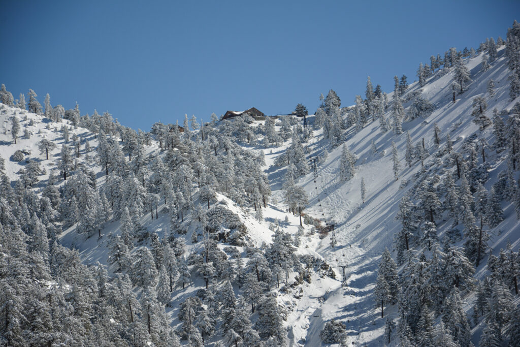 snow covered Mount Baldy winter California blue sky fine art landscape photography by Hadi Baradaran ArtQuestor